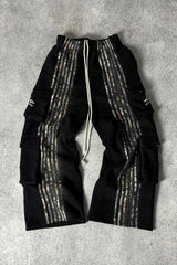 ARCHIVE HUNTER CARGO STRIPE SWEATPANTS CAMO - BLACK